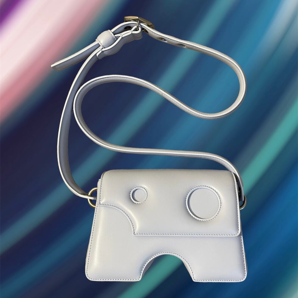 Off-White Light Blue Burrow 22 Leather Crossbody Bag - NIB